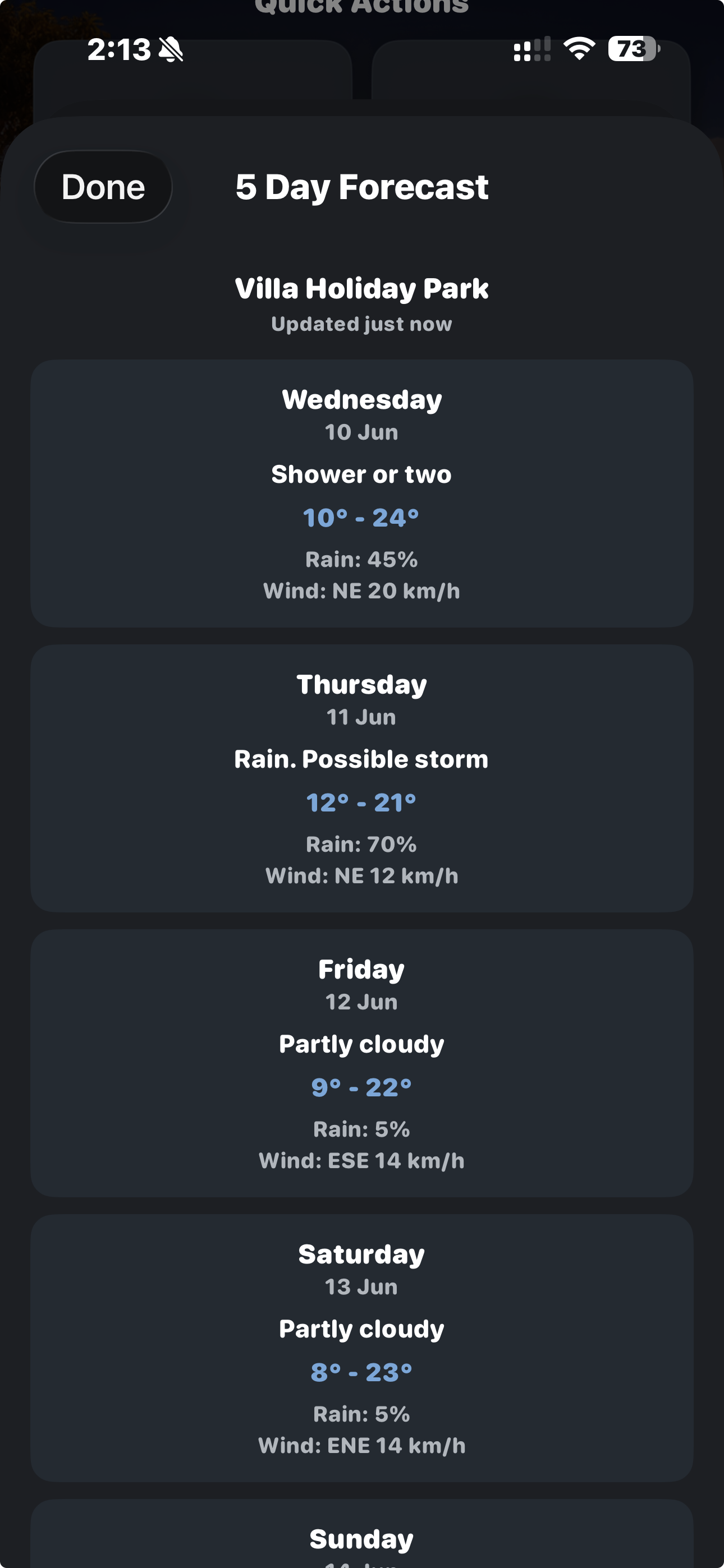 Tripometer weather screen